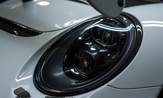 Porsche 911 na may carbon fiber aerodynamic parts, ipinapakita ang lightweight upgrades.